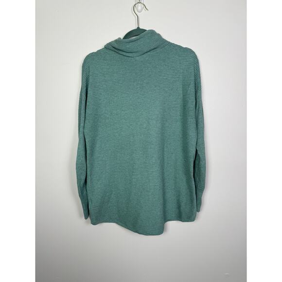 Dakini Anthropologie Blue Green Ribbed Pullover Oversized Cotton Jumper, Size M - Picture 2 of 5